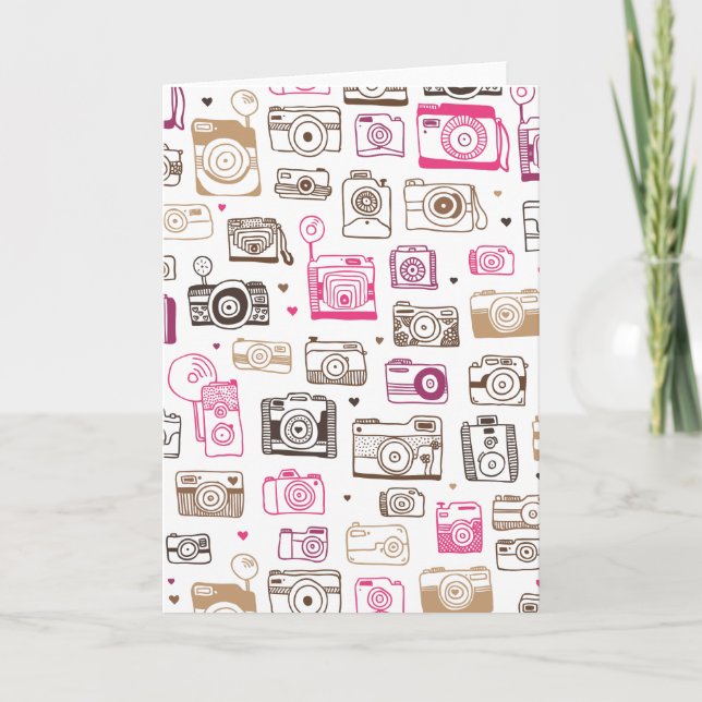 Vintage Karte der Gekritzel-Foto-Kamera (blanco (Vorderseite)