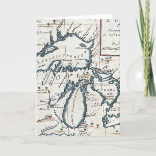 Vintage Karte der Großen Seen (1696)