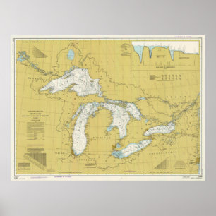 Vintage Karte der Großen Seen (1979) Poster