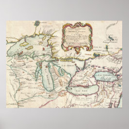 Vintage Karte der Großen Seen Poster