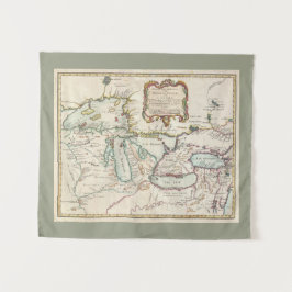 Vintage Karte der Großen Seen Wandteppich