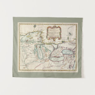 Vintage Karte der Großen Seen Wandteppich