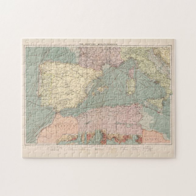 Vintage Karte der Häfen im östlichen Mittelmeer Puzzle (Horizontal)