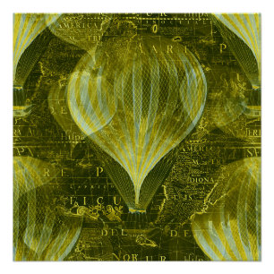 VINTAGE KARTE DER HOLY BALLOON GALLERY WRAP POSTER