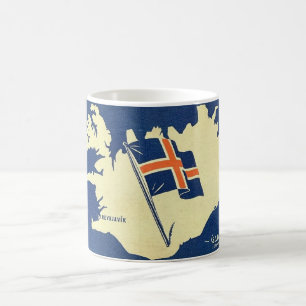 Vintage Karte der IceLand-Tasse Kaffeetasse