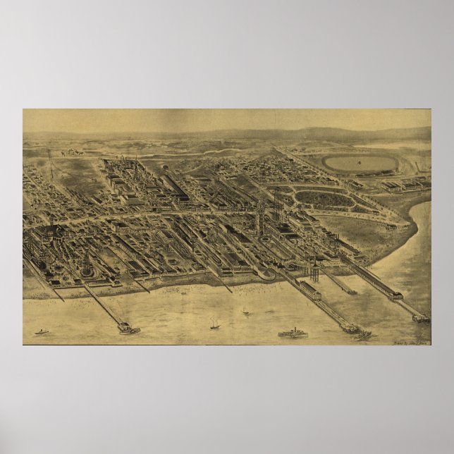 Vintage Karte der Insel Coney (1906) Poster (Vorne)