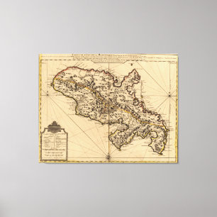 Vintage Karte der Insel Martinique (1742) 2 Leinwanddruck