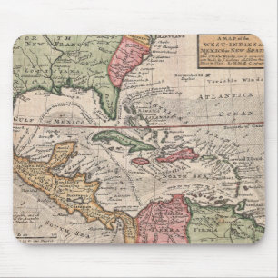 Vintage Karte der Karibik (1732) Mousepad