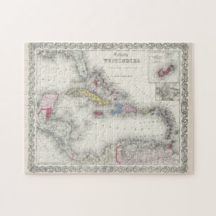 Vintage Karte der Karibik (1865) Puzzle