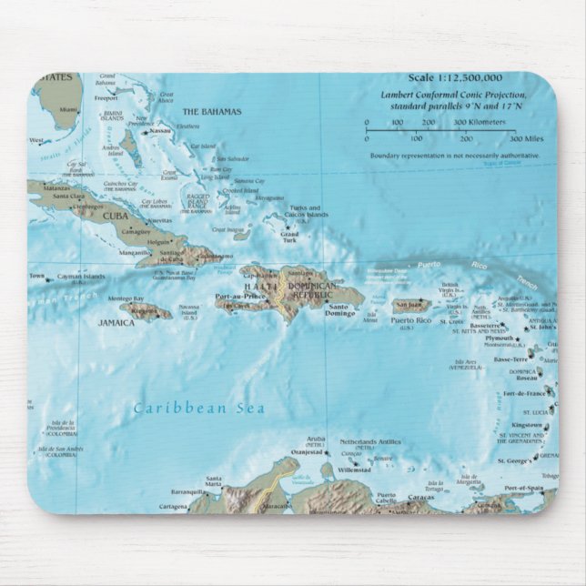 Vintage Karte der Karibischen Meere - US Mousepad (Vorne)