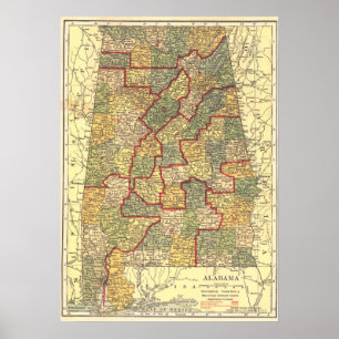 Vintage-Karte der Kongressbezirke von Alabama (191 Poster