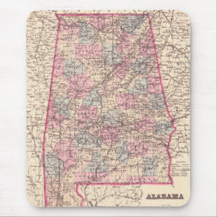Vintage Karte der Landkreise von Alabama (1876) Mousepad