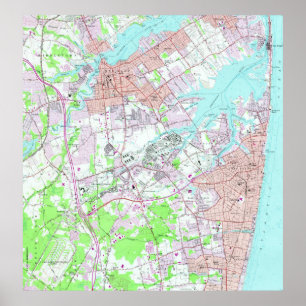 Vintage Karte der langen Niederlassung u. der Poster