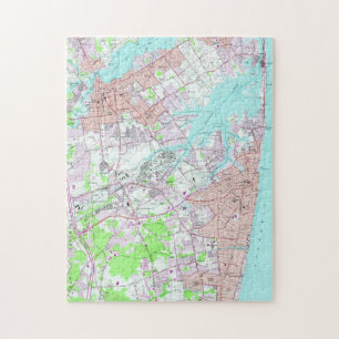 Vintage Karte der langen Niederlassung u. der Puzzle