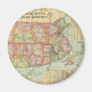 Vintage-Karte der Neuenglandstaaten (1900) Magnet