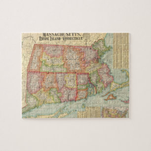 Vintage-Karte der Neuenglandstaaten (1900) Puzzle