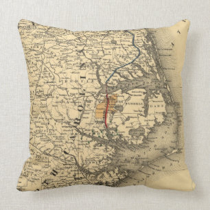 Vintage Karte der Nord-Carolinaküste (1887) Kissen