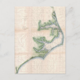 Vintage Karte der Nordküste von Carolina (1875)