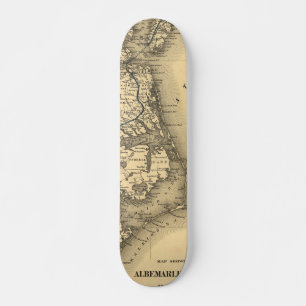 Vintage Karte der Nordküste von Carolina (1887) Skateboard