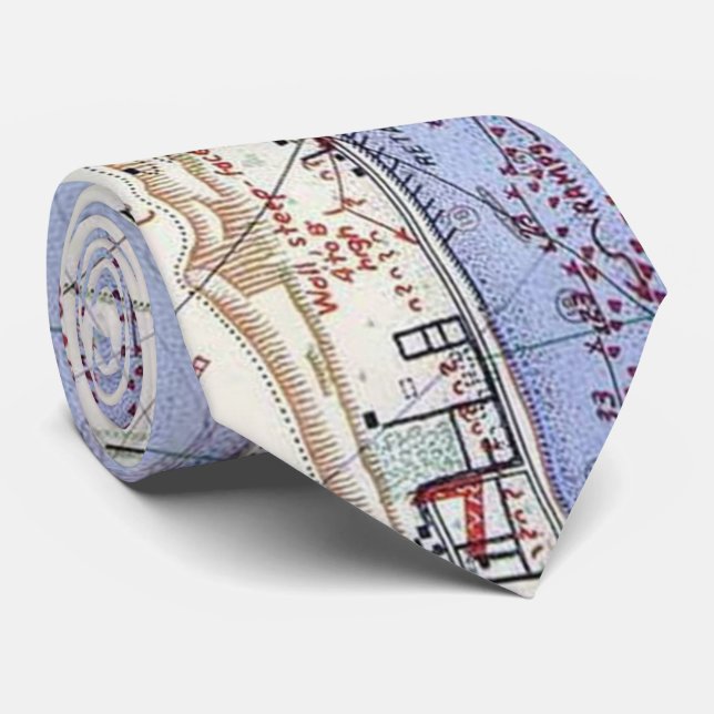 Vintage Karte der Omaha-Strand-Landungen (1944) Krawatte (Gerollt)