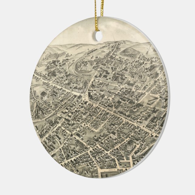 Vintage Karte der Peabody MA (1877) Keramikornament (Links)