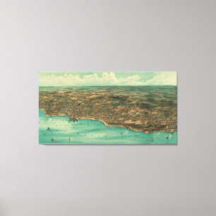 Vintage Karte der Plymouth MA (1910) Leinwanddruck