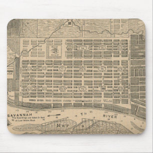 Vintage Karte der Savanne Georgia (1818) Mousepad