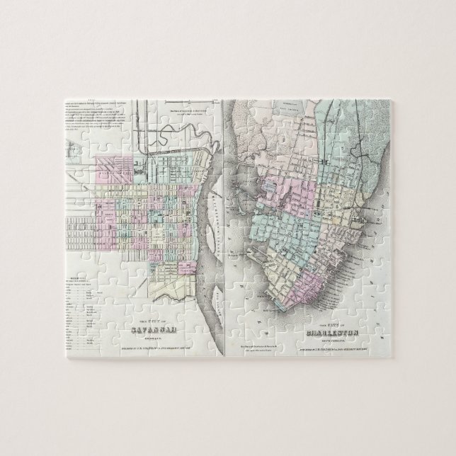 Vintage Karte der Savanne und des Charlestons Puzzle (Horizontal)