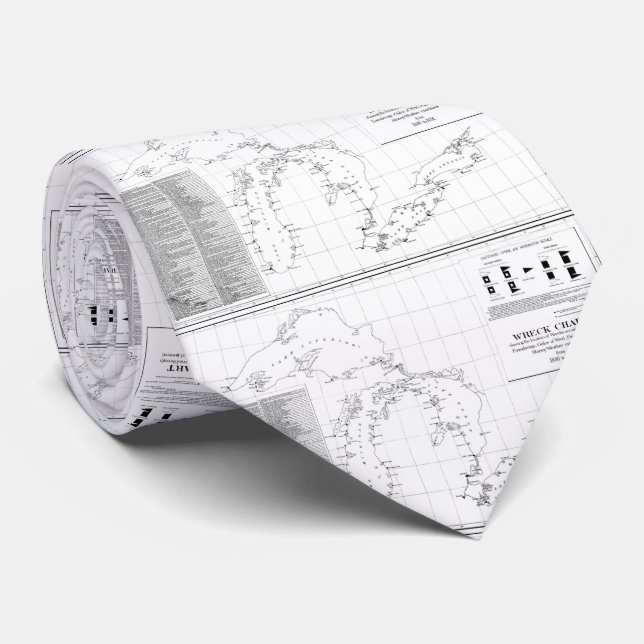 Vintage Karte der Schiffbrüche der Great Lakes Krawatte (Gerollt)