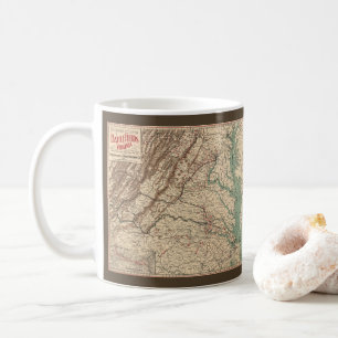 Vintage-Karte der Schlachtfelder des Bürgerkriegs Kaffeetasse