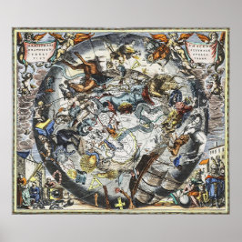 Vintage Karte der Sky Constellations Poster