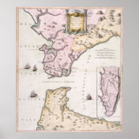 Vintage Karte der Straße von Gibraltar (1780)