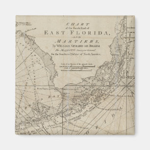 Vintage Karte der Tasten von Florida (1771) Magnet