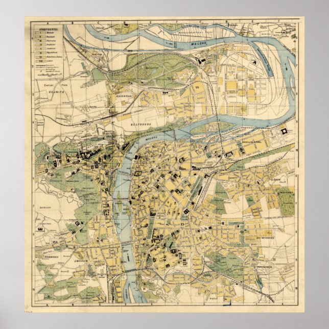 Vintage Karte der Tschechischen Republik Prag (190 Poster (Vorne)