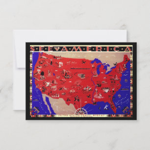 Vintage-Karte der Vereinigten Staaten Adressänderu Einladung