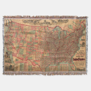 Vintage Karte der Vereinten Staaten (1883) Decke