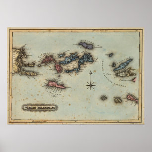Vintage Karte der Virgin Islands (1823) Poster