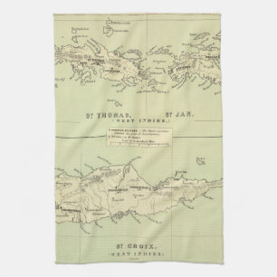 Vintage Karte der Virgin Islands (1853) Handtuch