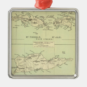 Vintage Karte der Virgin Islands (1853) Ornament Aus Metall