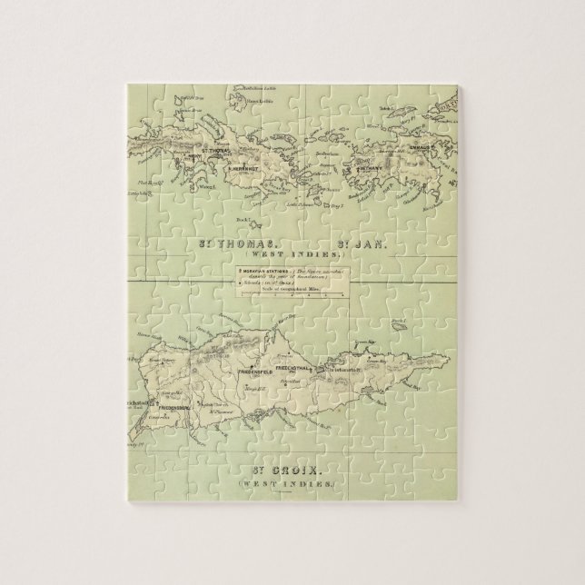 Vintage Karte der Virgin Islands (1853) Puzzle (Vertikal)