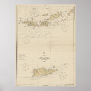 Vintage Karte der Virgin Islands (1921) Poster