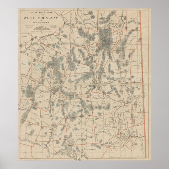 Vintage Karte der Weißen Berge (1896) Poster (Vorne)