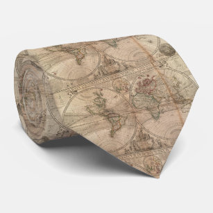 Vintage Karte der Welt (1709) Krawatte