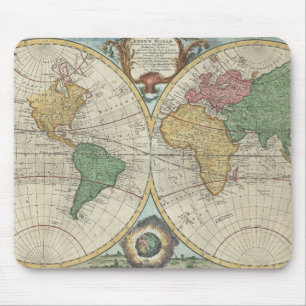Vintage Karte der Welt (1744) Mousepad