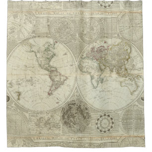 Vintage Karte der Welt (1787) Duschvorhang