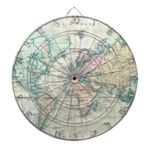 Vintage Karte der Welt (1801) Dartscheibe (vorne)