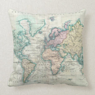 Vintage Karte der Welt (1801) Kissen