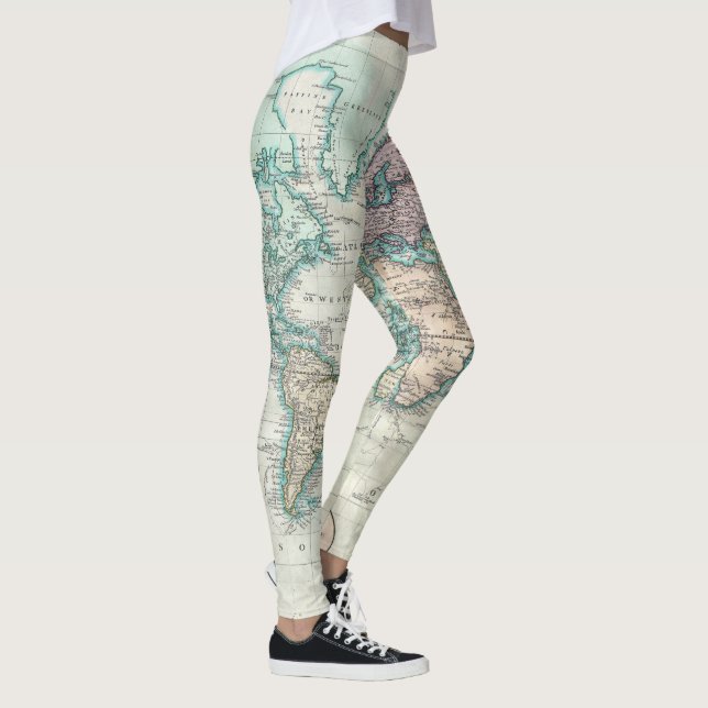 Vintage Karte der Welt (1801) Leggings (Rechts)
