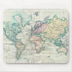 Vintage Karte der Welt (1801) Mousepad