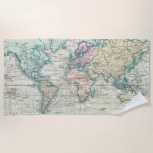 Vintage Karte der Welt (1801) Strandtuch